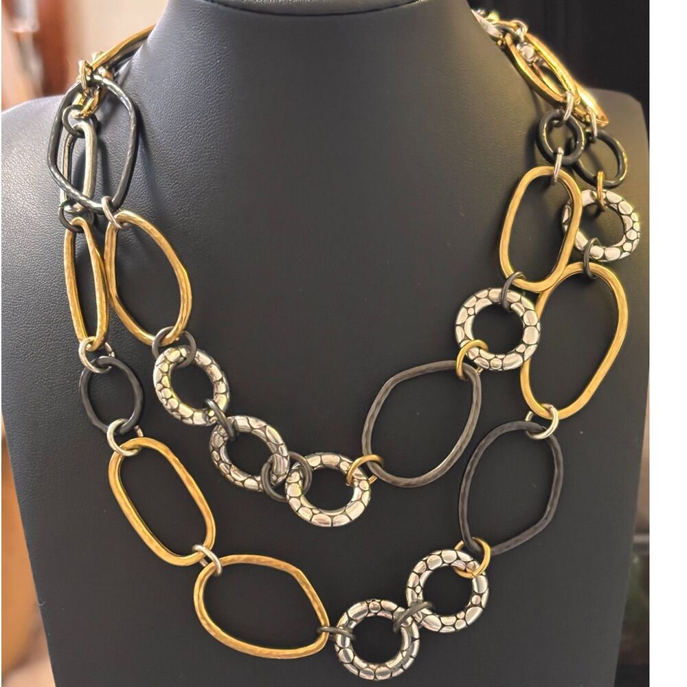 Brighton Retired Pebble Chain Link Tri-Color Necklace